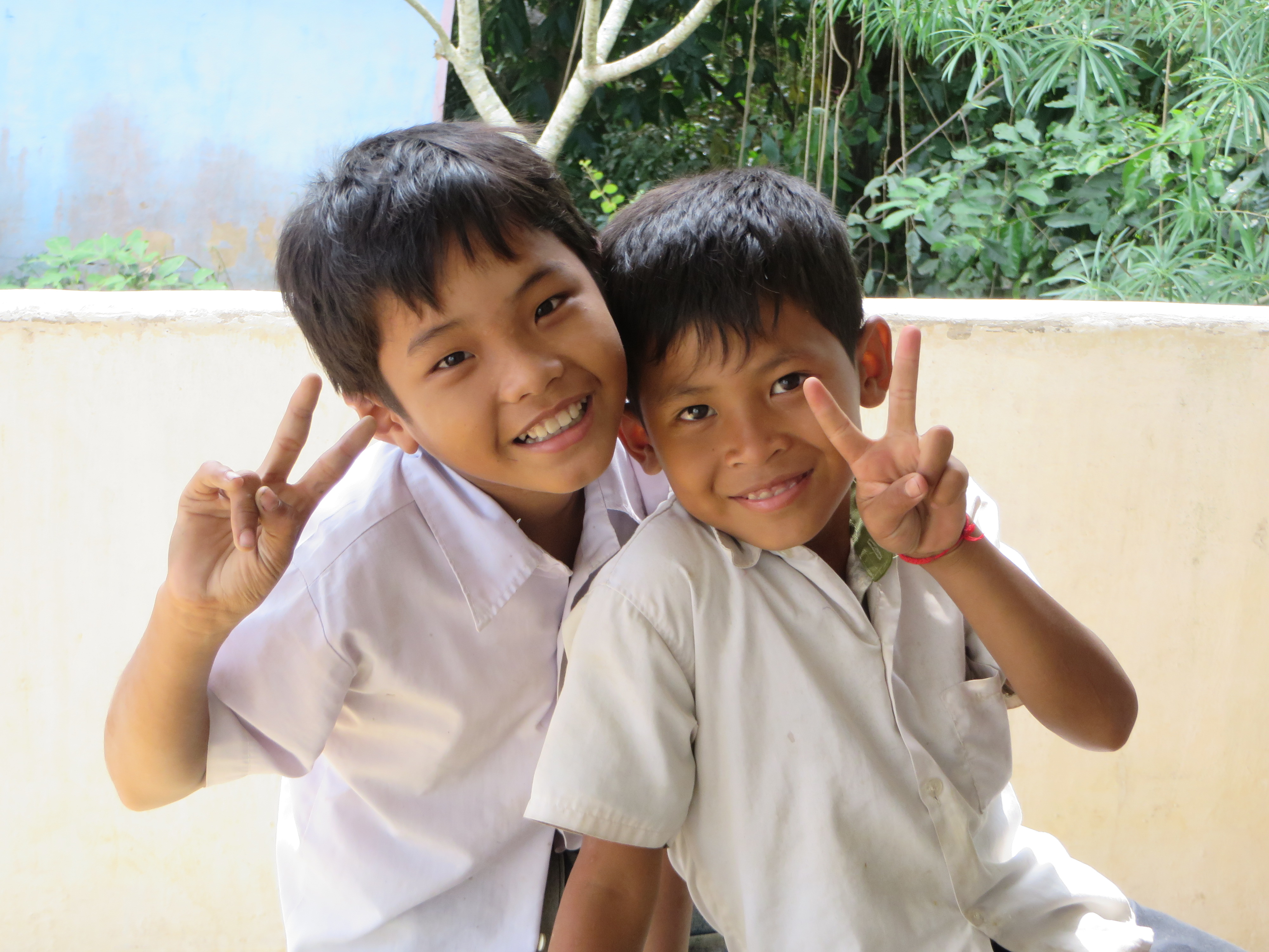 Happy Faces at Cambodian Temple