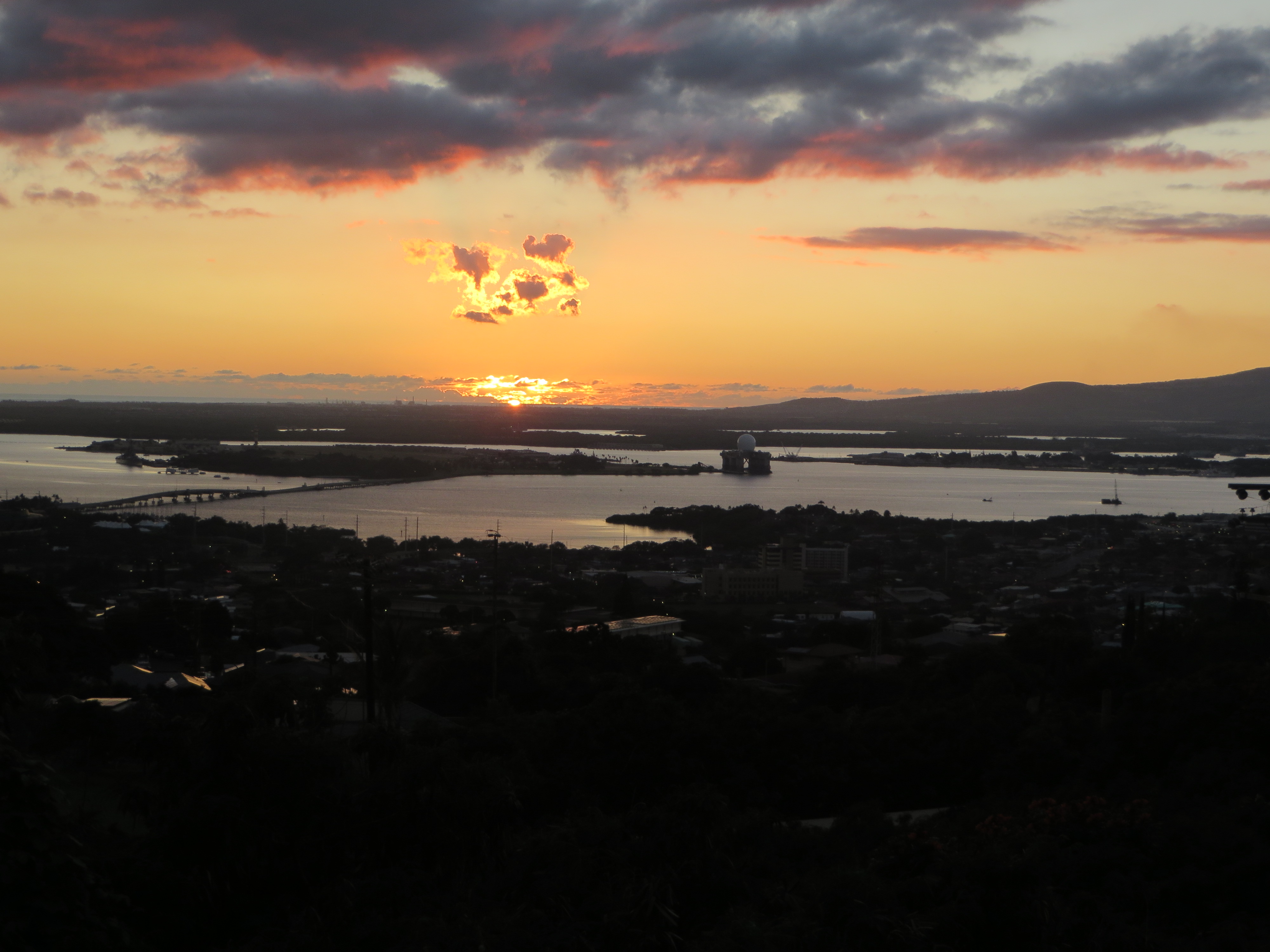 Sunset Flames Above Pearl Harbor